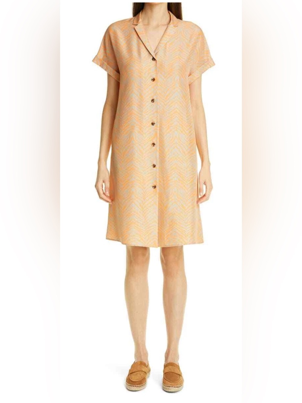 NWT 798 Lafayette 148 New York SAWYER DRESS TANNED CORAL Size Small 100% SILK